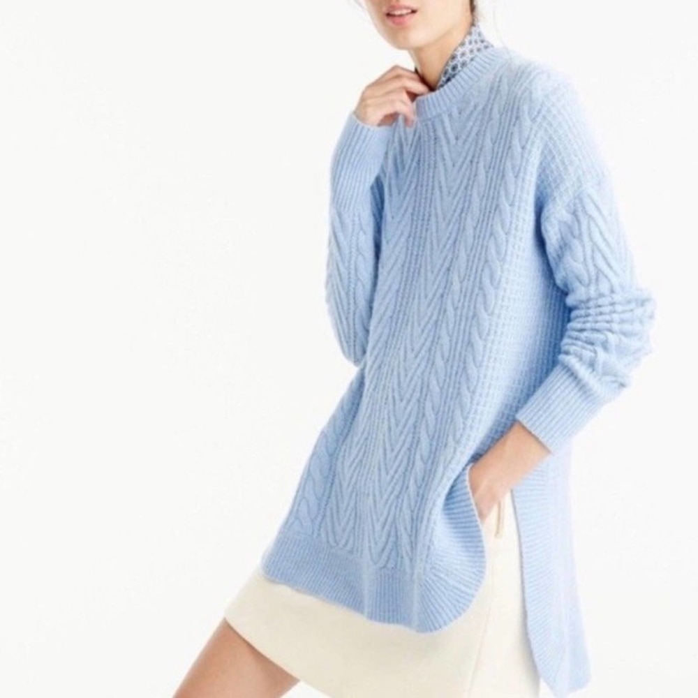 J. Crew Light Blue Cable Knit Tunic Sweater
